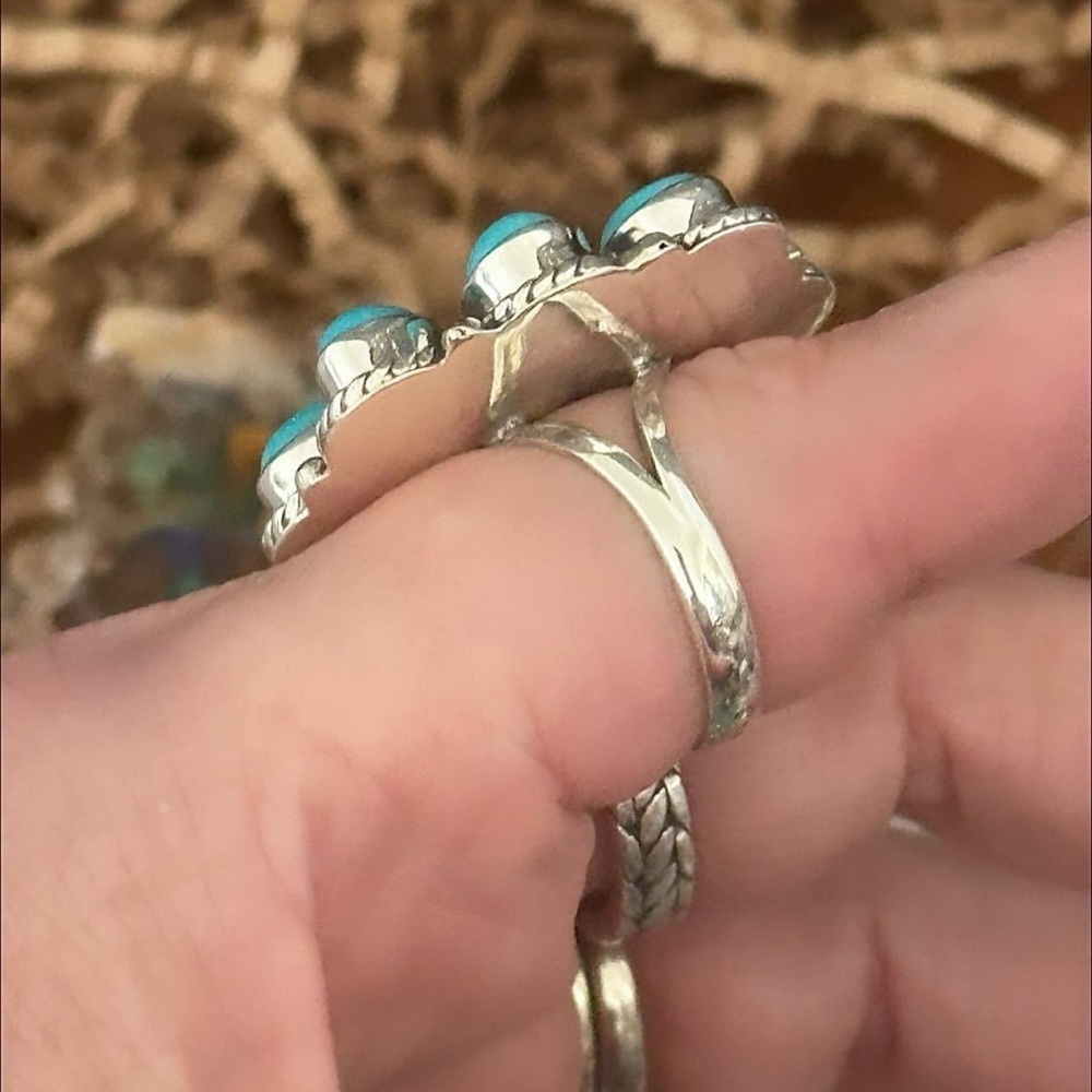 Kingman Turquoise Cluster Statement Sterling Silv… - image 7